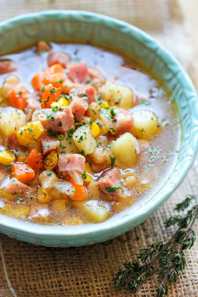 Leftover Hambone Soup - Use up your leftover hambone to make this cozy, hearty soup loaded with tons of veggies and chunks of sweet ham!