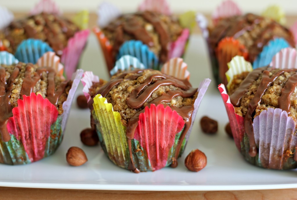 Coffee Hazelnut Muffins with Nutella Glaze - Get your dose of coffee with an indulgent Nutella glaze to start your morning!