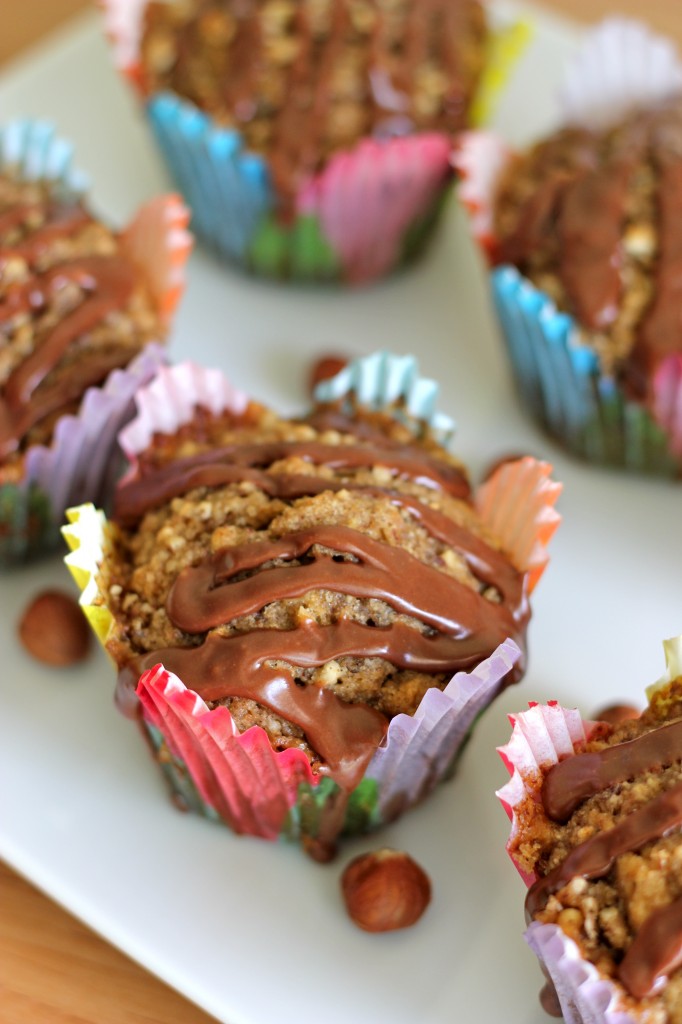 Coffee Hazelnut Muffins with Nutella Glaze - Get your dose of coffee with an indulgent Nutella glaze to start your morning!