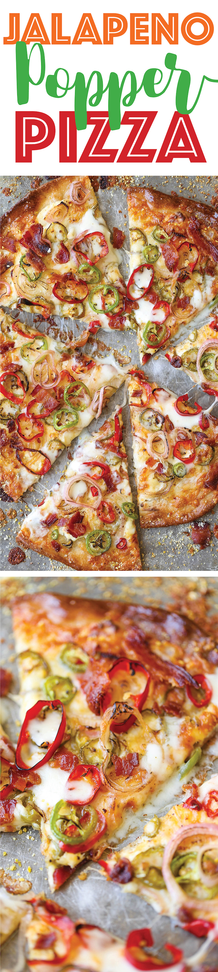 Jalapeño Popper Pizza - All the flavors of a cheesy jalapeño popper is so much better in pizza form, with added bacon of course!
