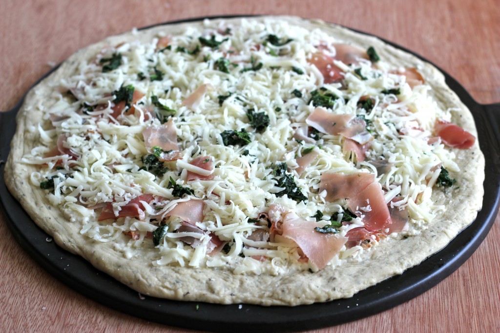 Spinach Prosciutto Alfredo Pizza - A fancy, schmancy pizza that's actually so easy to make right at home!