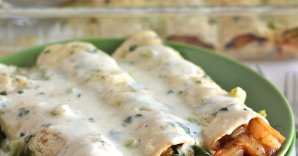 Roasted Shrimp Enchiladas With Jalapeño Cream Sauce