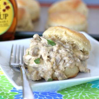 Buttermilk Biscuits with Maple Sausage Gravy - Damn Delicious