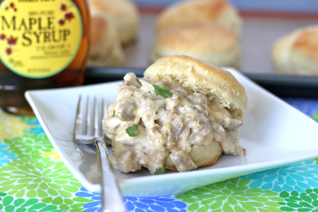Buttermilk Biscuits with Maple Sausage Gravy - Homemade biscuits are so much easier to make than you think!