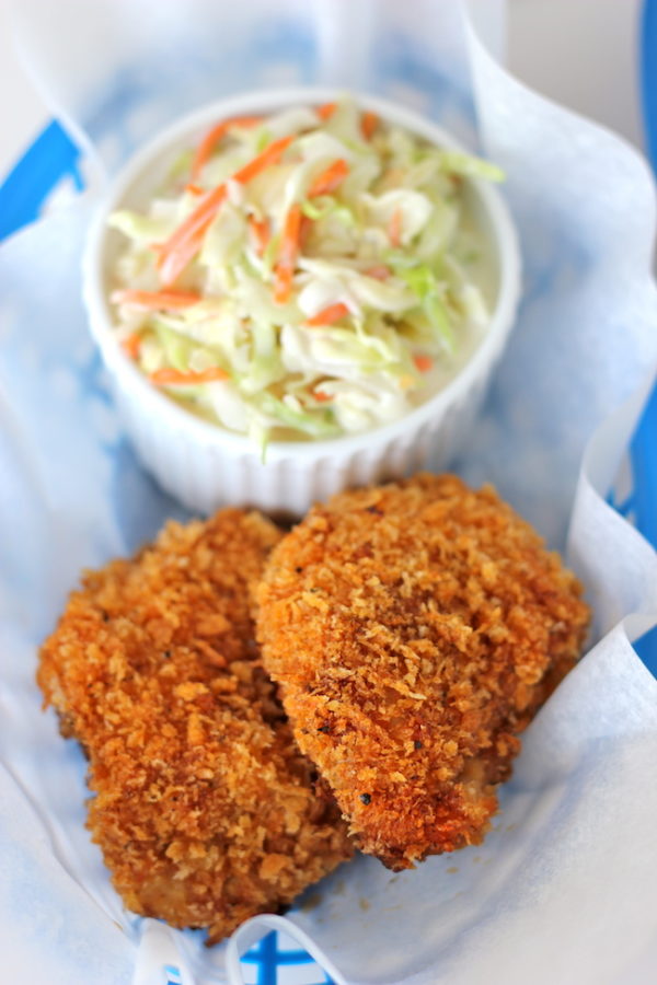 Oven-Fried Chicken with Homemade Coleslaw - Damn Delicious