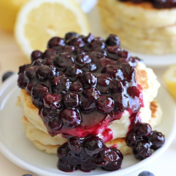 Lemon Ricotta Pancakes With Blueberry Sauce Damn Delicious