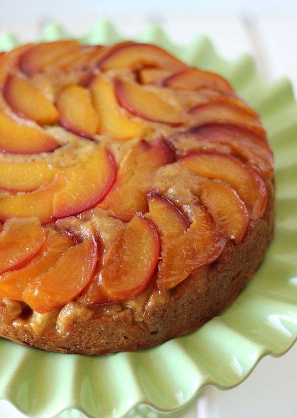 Nectarine Upside-Down Cake - A vibrant cake with fresh nectarines drenched in sweet, buttery goodness!