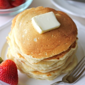 Buttermilk Pancakes With Strawberry Sauce - Damn Delicious