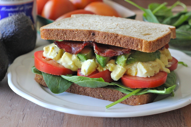 Egg Salad BLTA Sandwich - The addition of bacon is a near-perfect balance of sweet, smoky, crusty, and saltiness in this sandwich!