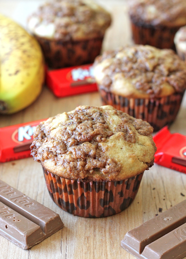 Banana Bread Kit Kat Muffins - Damn Delicious