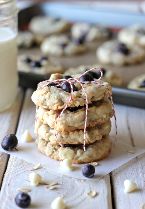 White Chocolate Blueberry Oatmeal Cookies