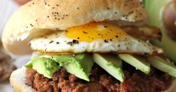 Sloppy Joes with Avocado and Fried Egg