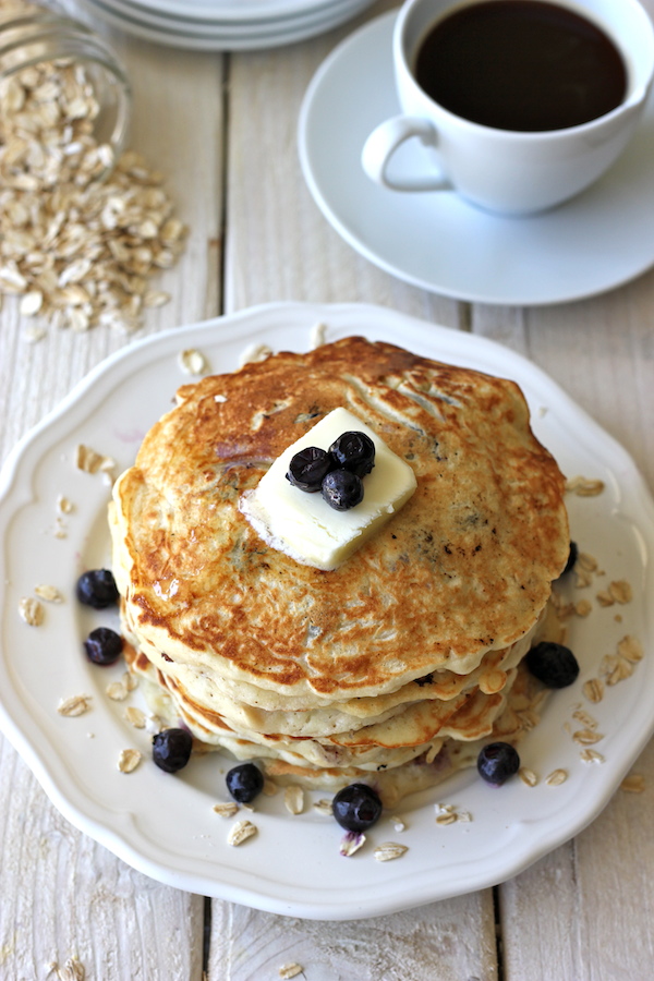 Blueberry Oatmeal Yogurt Pancakes Damn Delicious