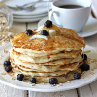 Blueberry Oatmeal Yogurt Pancakes