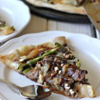 Philly Cheesesteak Pizza with Balsamic Fig Reduction