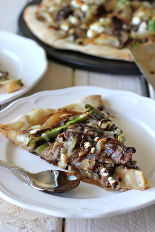 Philly Cheesesteak Pizza With Balsamic Fig Reduction Damn Delicious