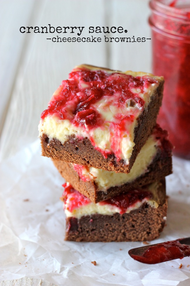 Cranberry Sauce Cheesecake Brownies - A perfect way to use up that leftover cranberry sauce in these decadent, rich cheesecake brownies!