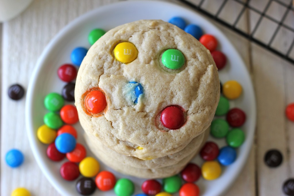 M&M Cookies - Soft, chewy cookies loaded with colorful M&M's. A batch of cookies that both kids and grown-ups will love!