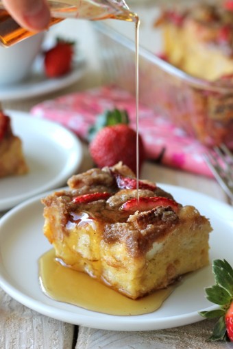 Strawberry Eggnog Baked French Toast - Damn Delicious