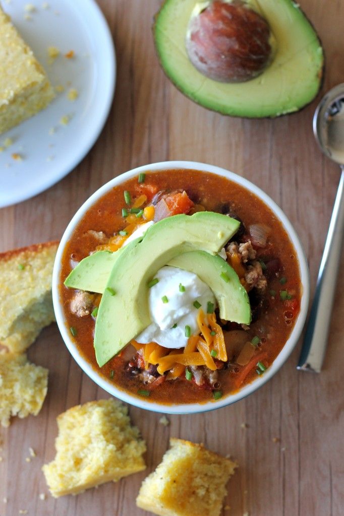Super Bowl Turkey Chili - This bowl of chili is incredibly cozy and comforting, and so perfect for game day!