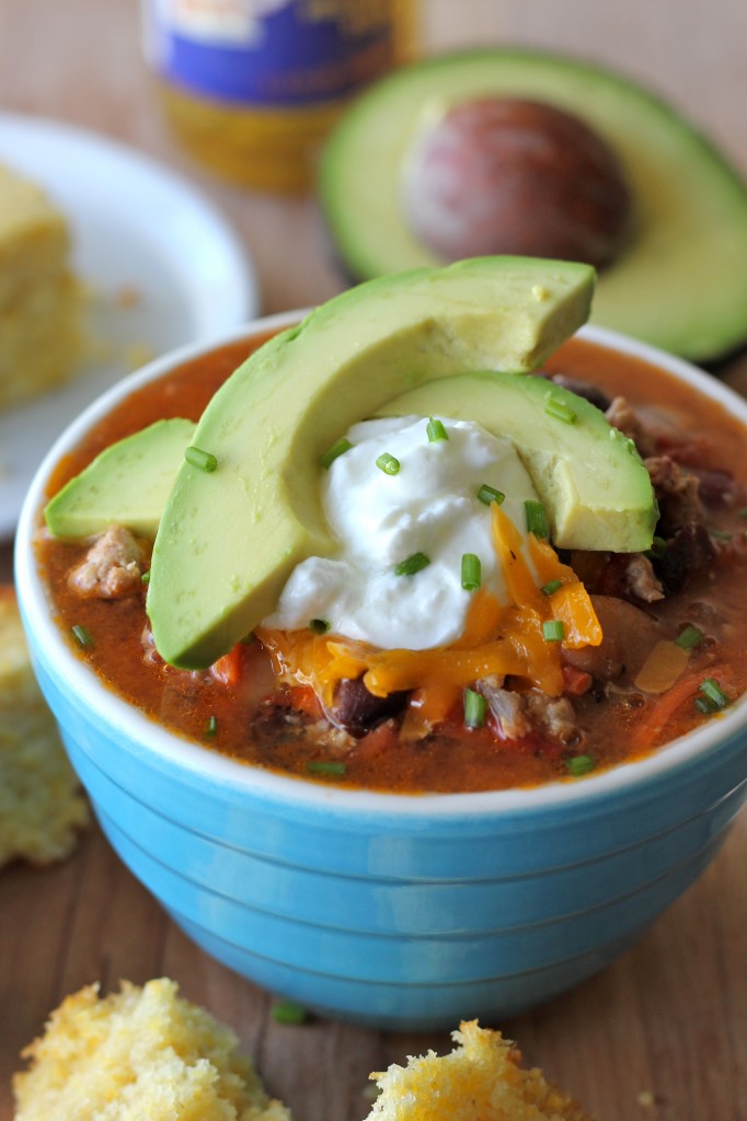 Super Bowl Turkey Chili - This bowl of chili is incredibly cozy and comforting, and so perfect for game day!