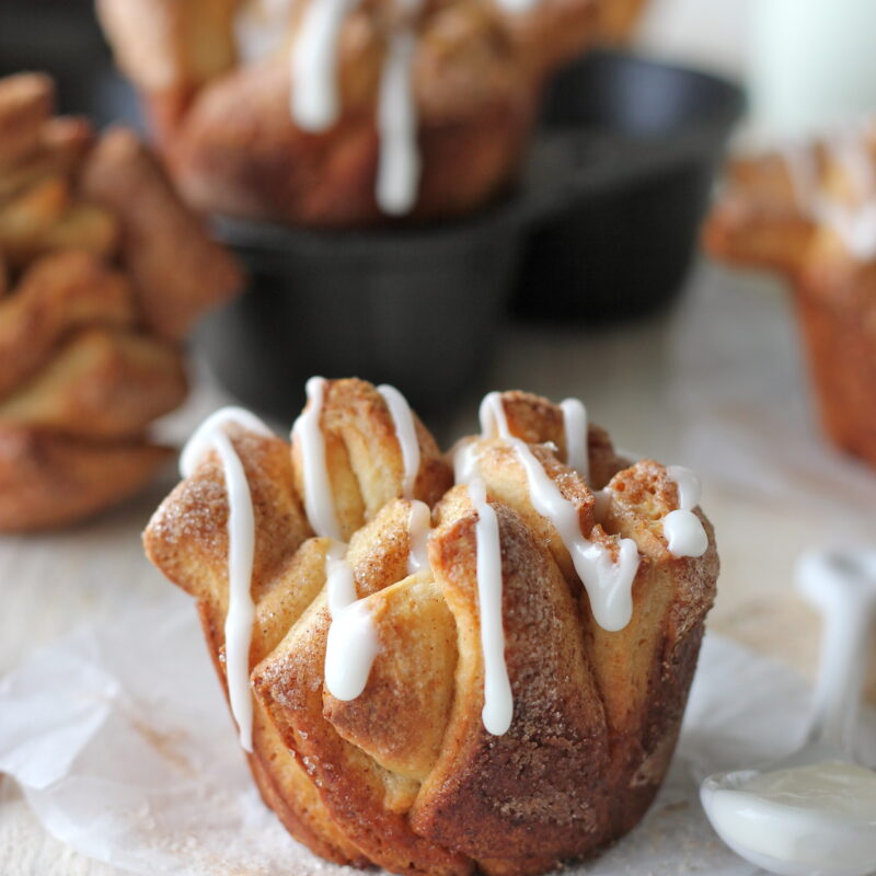 Brown Butter Cinnamon Sugar Pull Apart Bread with Butter Rum Glaze