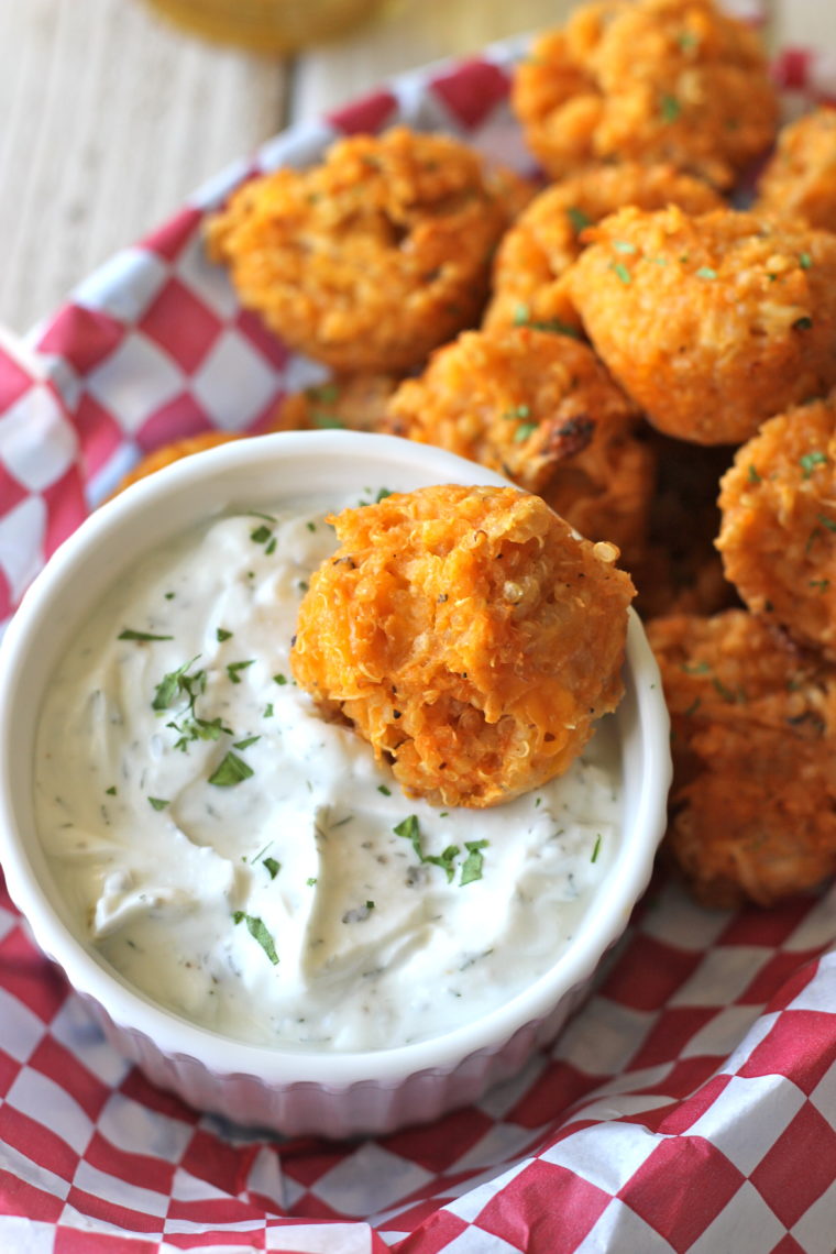 Buffalo Chicken Quinoa Bites With Greek Yogurt Blue Cheese Dip Damn Delicious