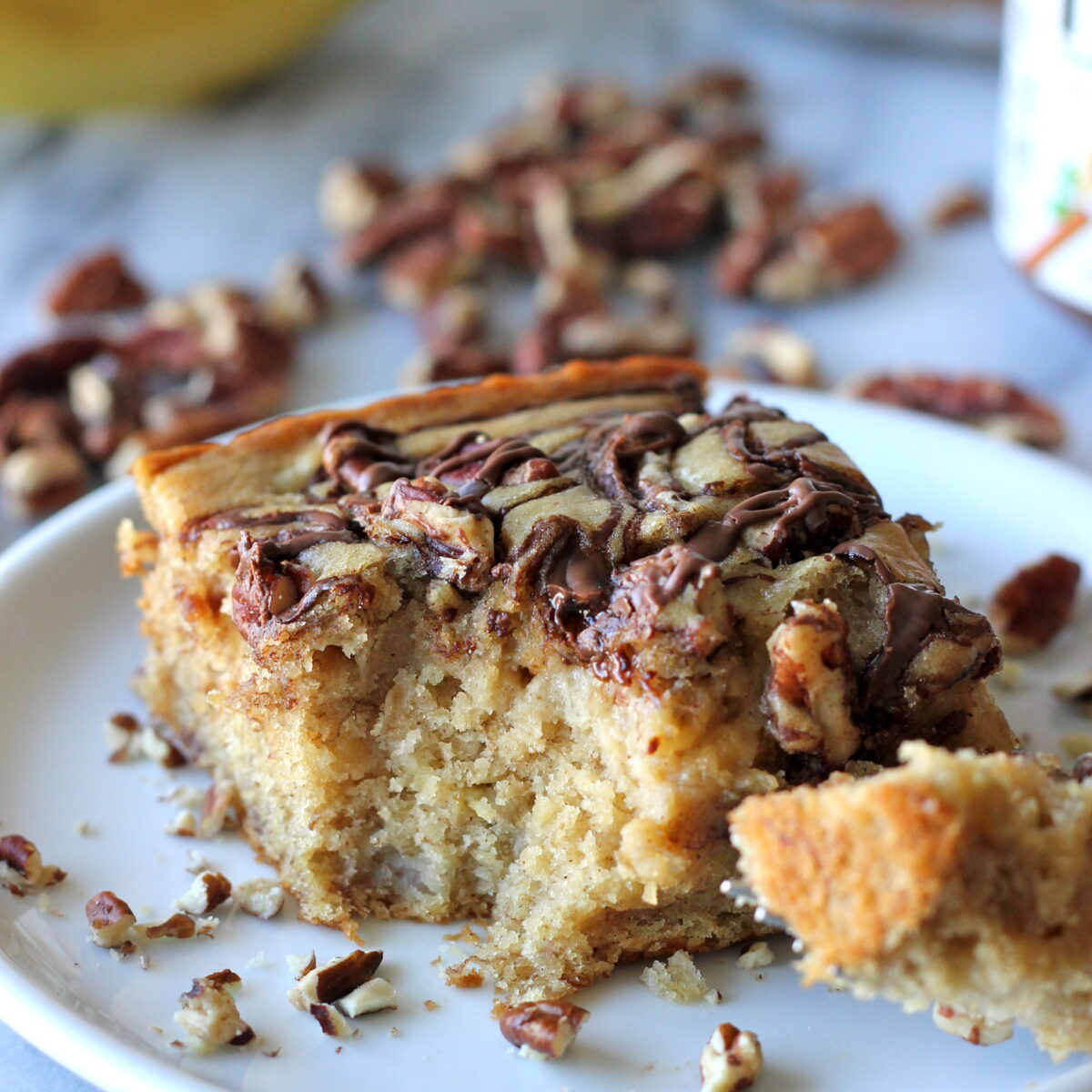 Banana Pecan And Nutella Swirled Snack Cake Damn Delicious