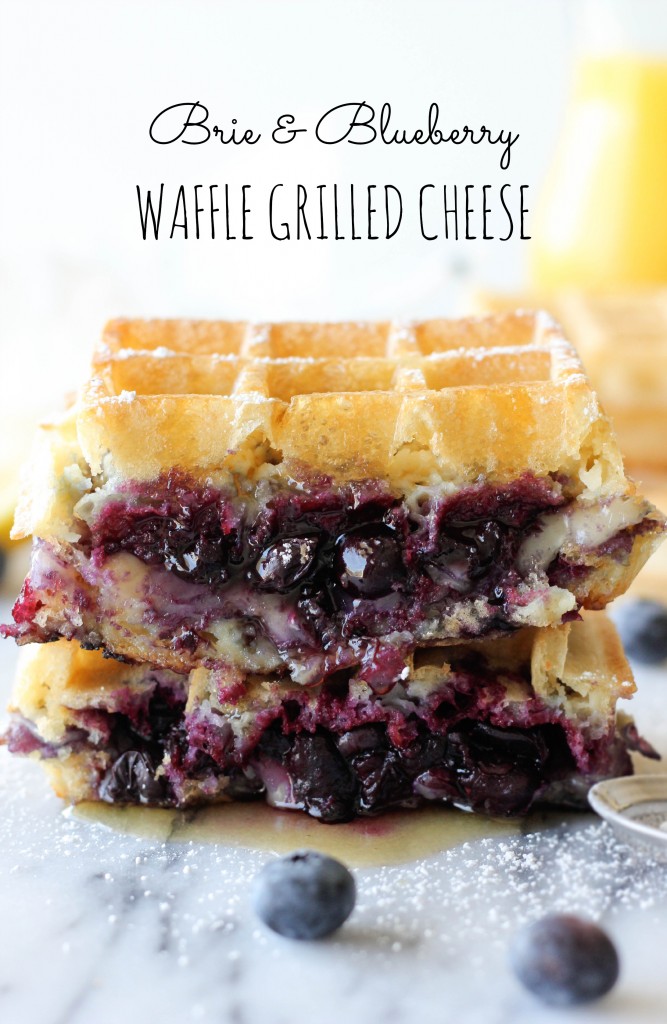 Brie and Blueberry Waffle Grilled Cheese - The perfect grilled cheese for breakfast!