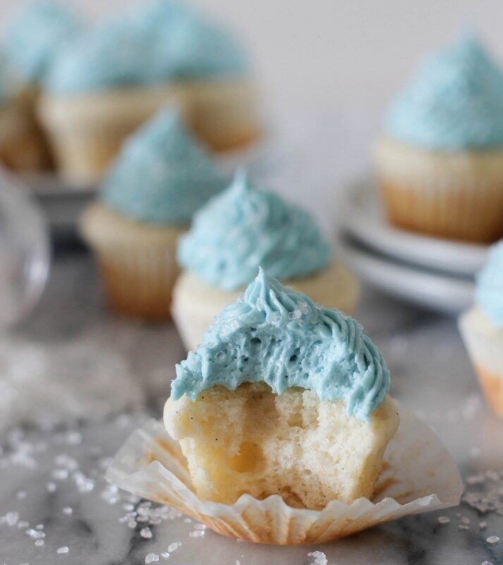 Mini Vanilla Bean Cupcakes with Vanilla Buttercream Frosting