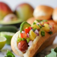 Hawaiian Hot Dogs with Mango Salsa