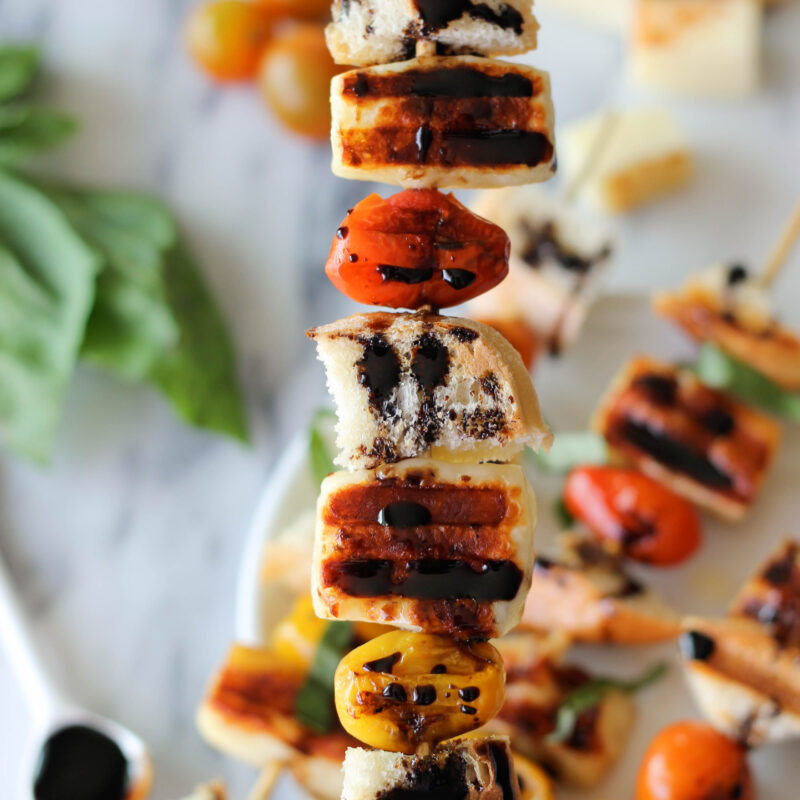 Caprese Cheese Kabobs with Balsamic Reduction