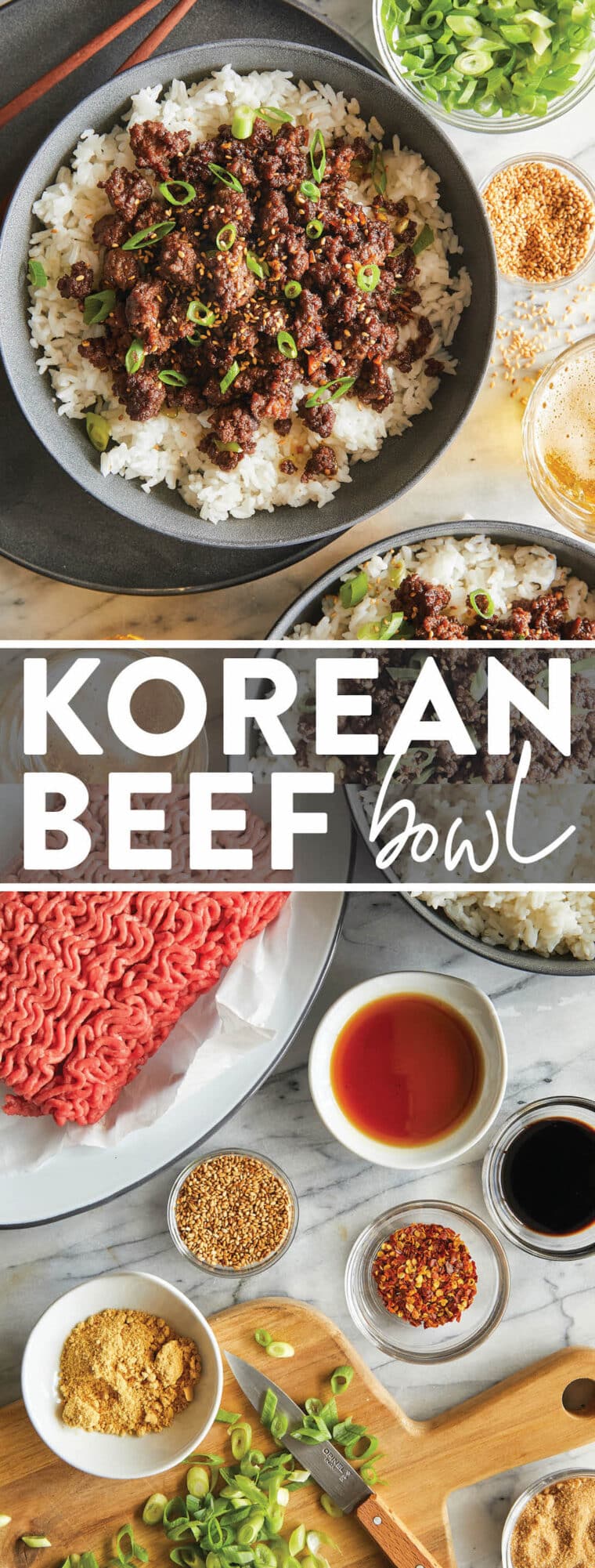 Korean Beef Bowl - Tastes like Korean BBQ and is on your dinner table in just 15 min start to finish! It doesn't get any easier than this!