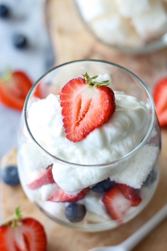 Greek Yogurt Berry Trifle - Lightened-up with Greek yogurt, these fresh berry trifles can be made in 10 minutes or less!
