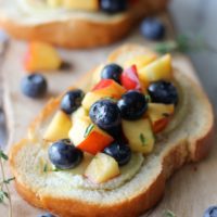 Goat Cheese Crostini with Blueberry and Peach Thyme Salsa