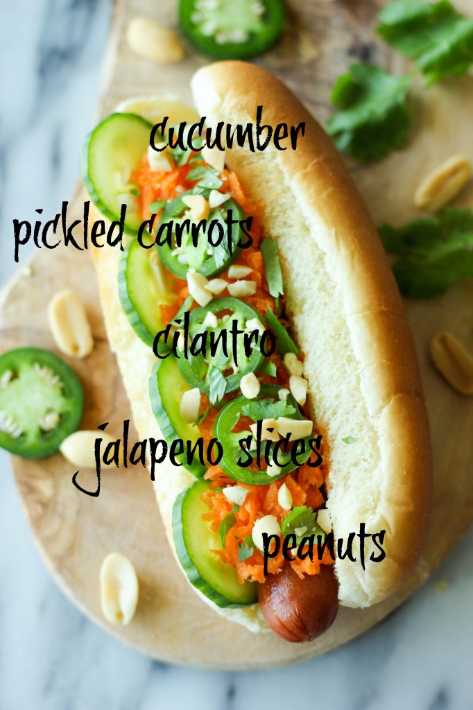 Banh Mi Hot Dogs - A fun Asian, spicy banh mi twist to the traditional hot dog!