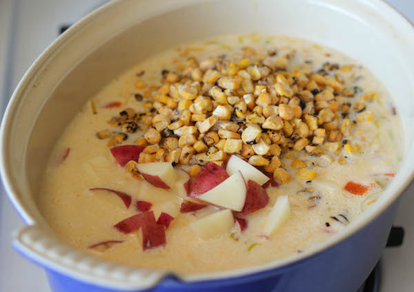 Potato Corn Chowder - A cozy, comforting and hearty potato chowder loaded with roasted corn and leeks!