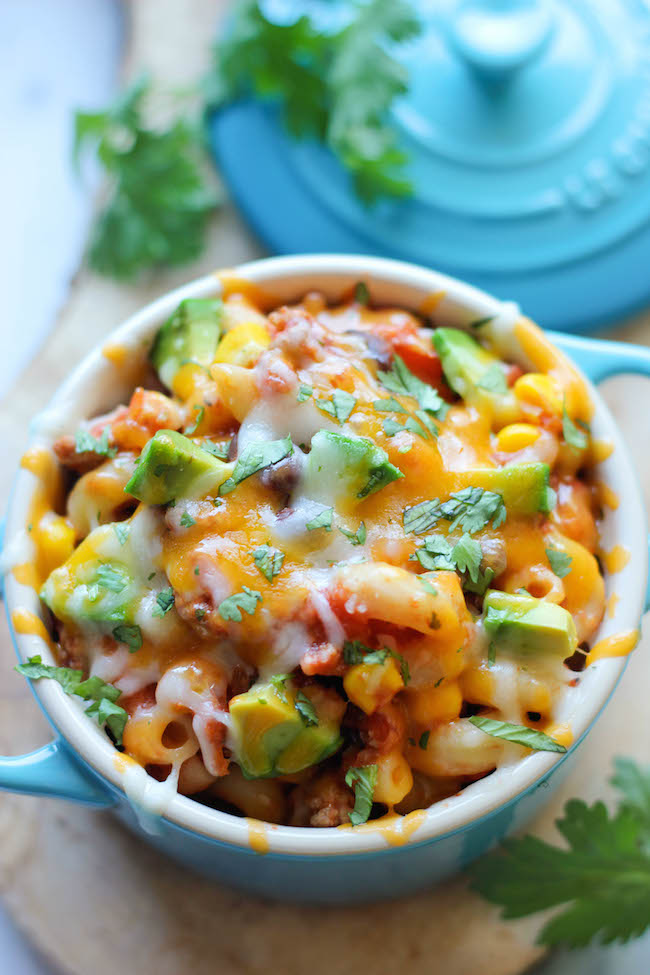 One Pot Mexican Skillet Pasta - This Mexican-inspired pasta dish can be made in 30 minutes or less!