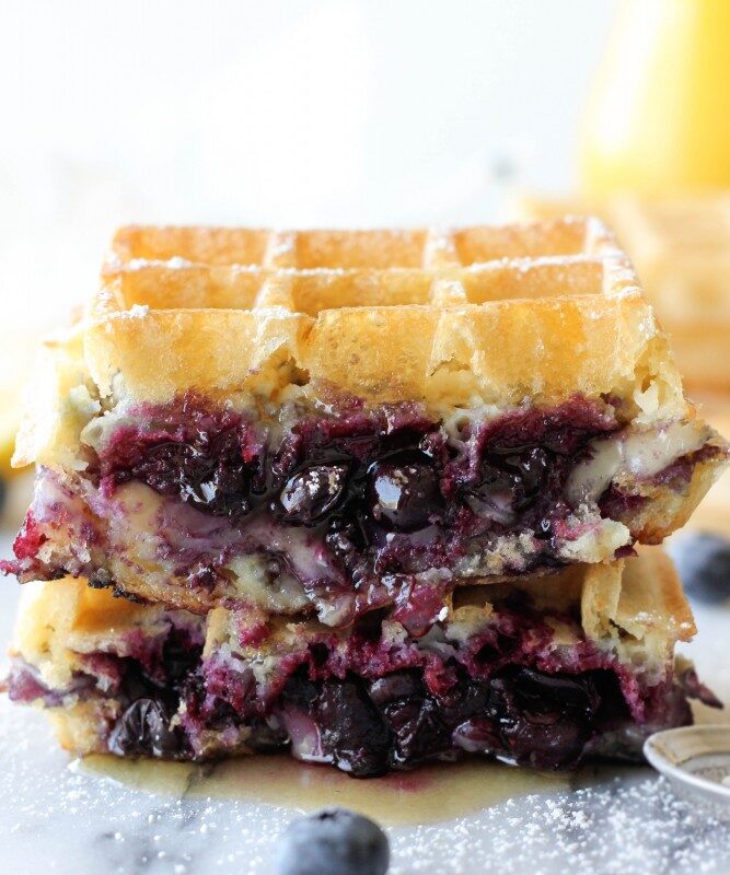 Brie and Blueberry Waffle Grilled Cheese