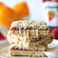 Strawberry Crumb Bars with Meyer Lemon Glaze