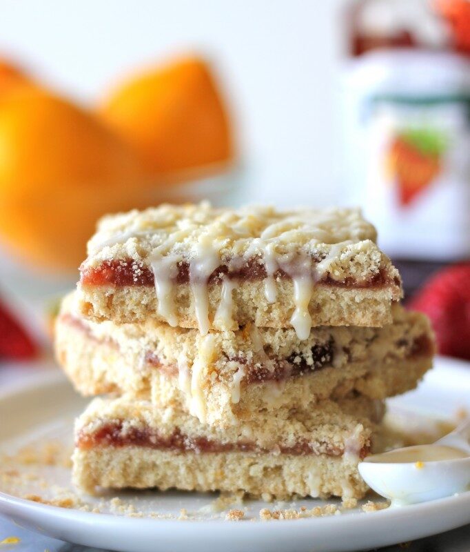 Strawberry Crumb Bars with Meyer Lemon Glaze