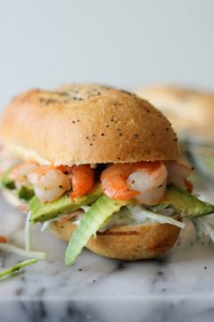 Shrimp Sandwich with Avocado and Broccoli Slaw