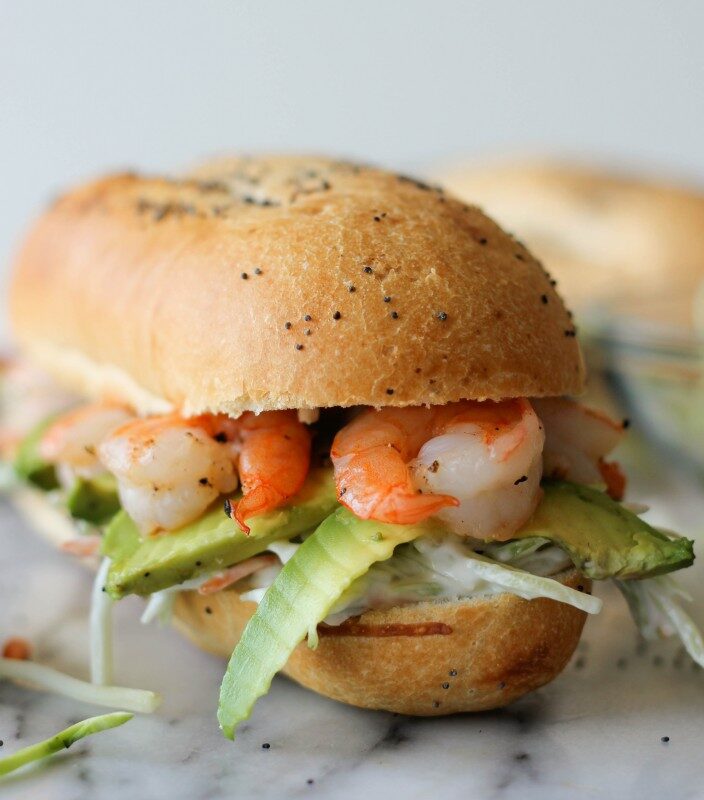 Shrimp Sandwich with Avocado and Broccoli Slaw