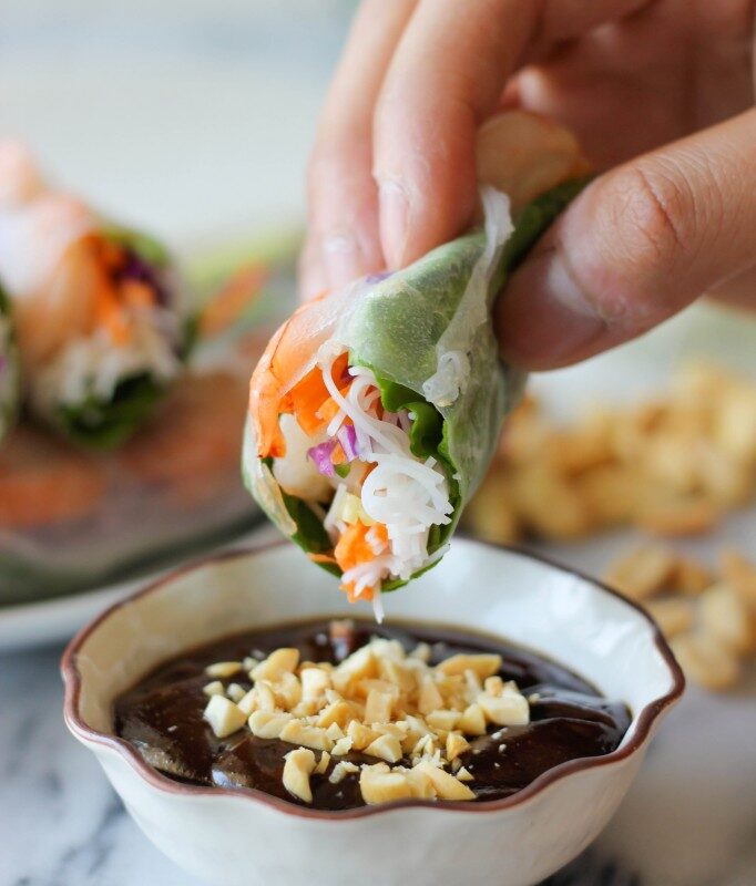 Shrimp Spring Rolls with Hoisin Peanut Dip