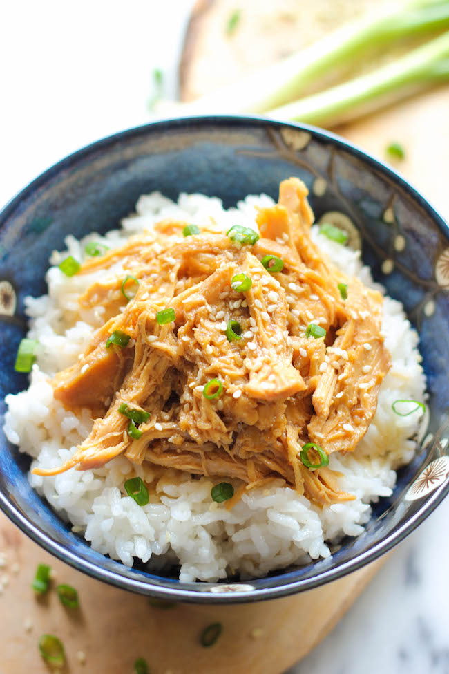 Slow Cooker Chicken Teriyaki - You can throw all of the ingredients in the crockpot in this no-fuss, super easy chicken teriyaki dish!