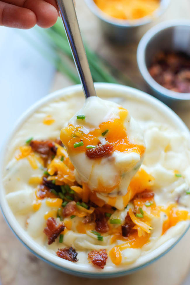 Loaded Baked Potato Soup - All the flavors of a loaded baked potato comes together in this comforting soup!