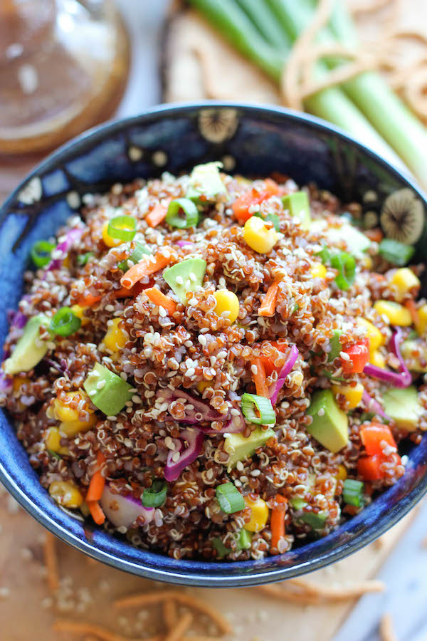 Asian Quinoa Salad - A quick and easy healthy quinoa salad dressed in sweet and tangy Asian flavors, loaded with tons of veggies!