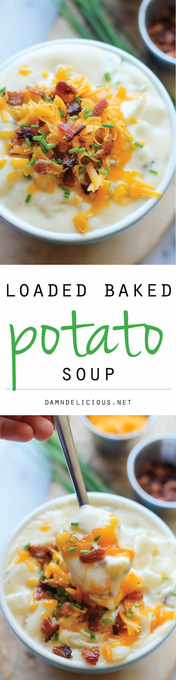 Loaded Baked Potato Soup - All the flavors of a loaded baked potato comes together in this comforting soup!