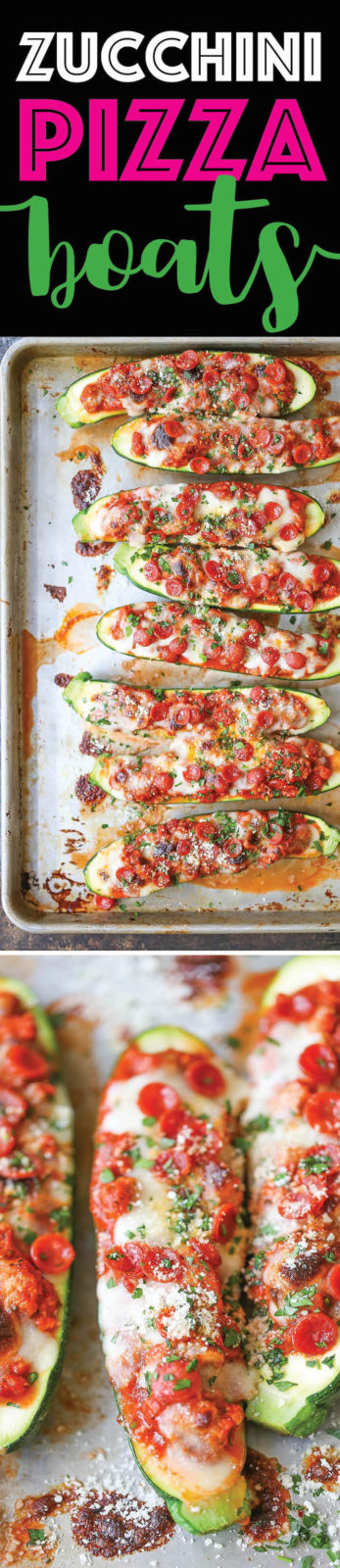 Pizza Stuffed Zucchini Boats - Damn Delicious