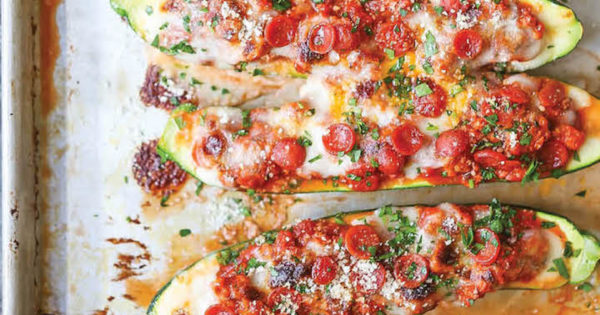 Pizza Stuffed Zucchini Boats - Damn Delicious